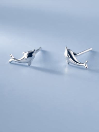 925 Sterling Silver Dolphin Minimalist Stud Earring