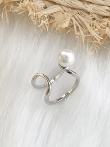 925 Sterling Silver Imitation Pearl  Irregular Minimalist Stackable Ring