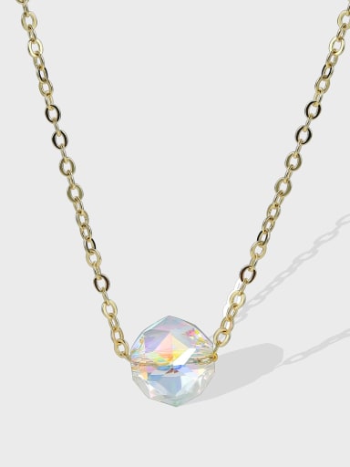 custom Brass Rhinestone  Minimalist Hexagon Pendant Necklace