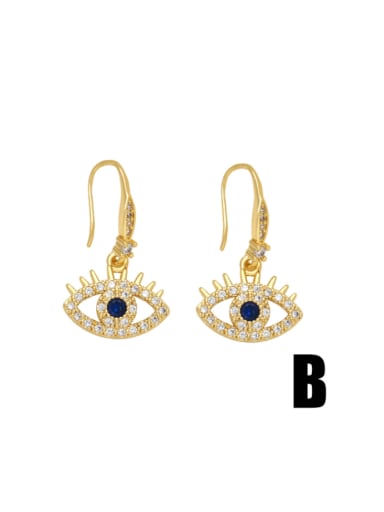B Brass Cubic Zirconia Evil Eye Vintage Hook Earring