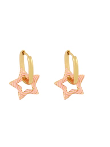 Brass Enamel Star Cute Huggie Earring