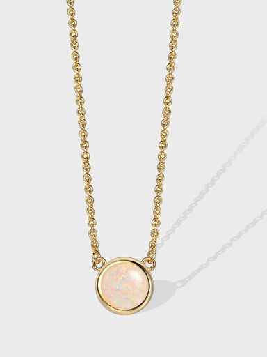 Brass Opal  Geometric Minimalist Necklace