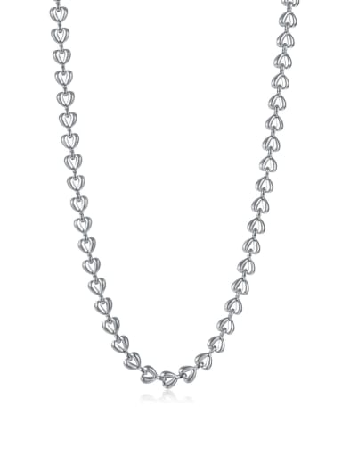 2174 steel color Titanium Steel  Hip Hop Hollow Heart Chain Necklace
