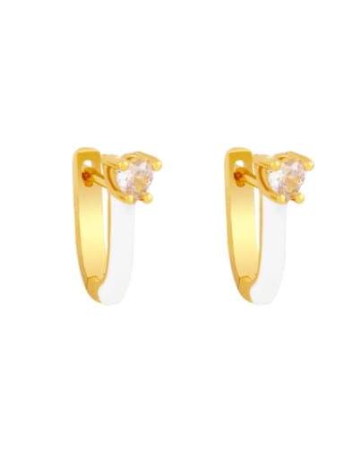 white Brass Multi Color Enamel Heart Vintage Huggie Earring