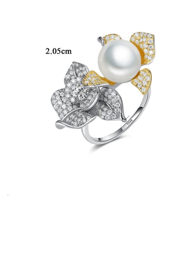 925 Sterling Silver Cubic Zirconia Flower Luxury Band Ring