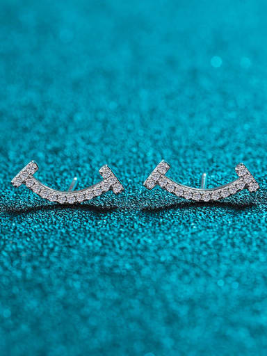 Sterling Silver Moissanite Geometric Dainty Stud Earring