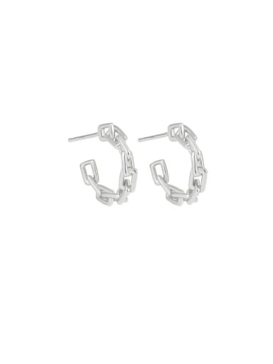 Platinum color 925 Sterling Silver Geometric Minimalist Stud Earring