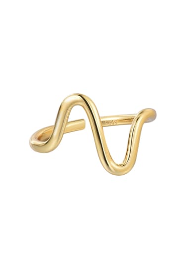 18K Gold 925 Sterling Silver Geometric Minimalist Wave Irregular Band Ring