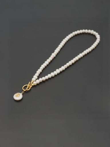 Stainless steel Freshwater Pearl Geometric Minimalist Necklace