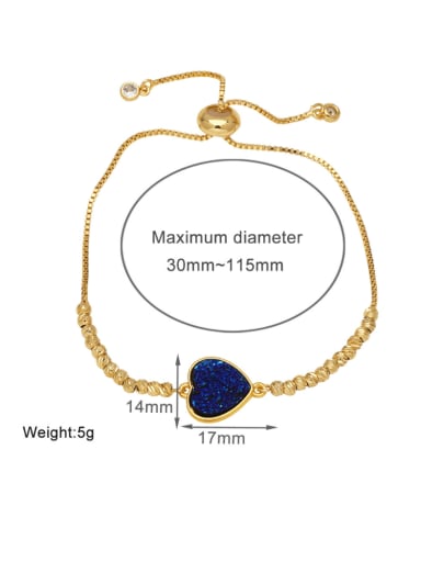 blue Brass Heart Vintage Adjustable Bracelet
