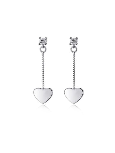 925 Sterling Silver Smooth Heart Minimalist Threader Earring
