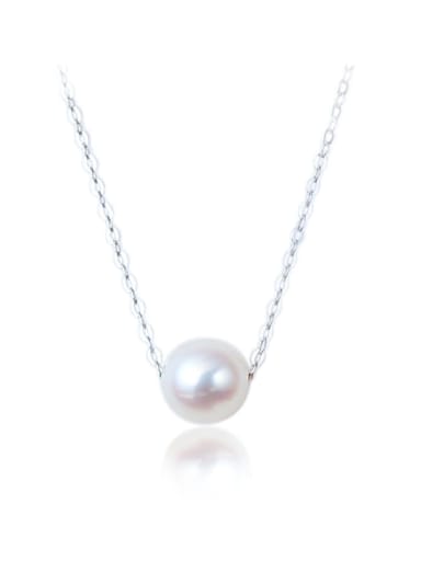 S925 sterling silver single pearl necklace