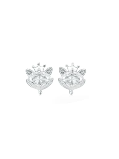 custom 925 Sterling Silver Cubic Zirconia Crown Dainty Stud Earring