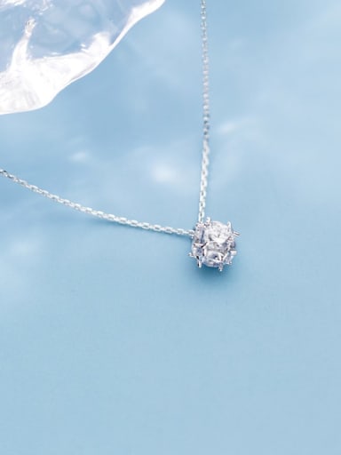 925 Sterling Silver Rhinestone Full diamond small ball pendant Necklace