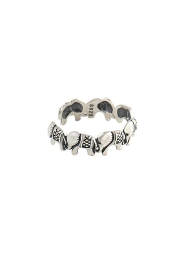 custom 925 Sterling Silver Elephant Vintage Band Ring