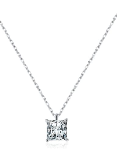silvery 925 Sterling Silver Cubic Zirconia Geometric Dainty Necklace