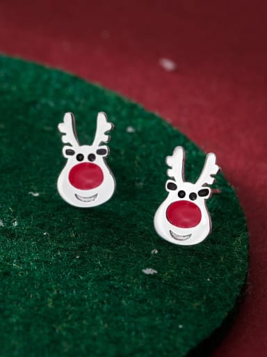 925 Sterling Silver Enamel Cute Christmas  Stud Earring