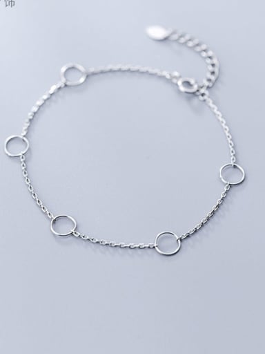 925 Sterling Silver  Simple hollow ring chain braceletLink Bracelet