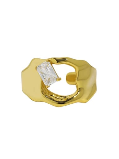 18K gold [No. 15 adjustable] 925 Sterling Silver Cubic Zirconia Geometric Minimalist Band Ring
