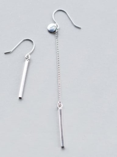 925 Sterling Silver Geometric Minimalist  asymmetry Hook Earring