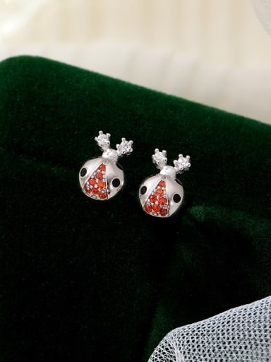 925 Sterling Silver Cubic Zirconia Insect Cute Stud Earring