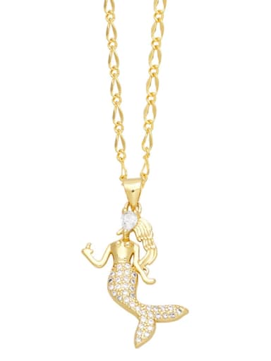 Brass Cubic Zirconia Mermaid Trend Necklace