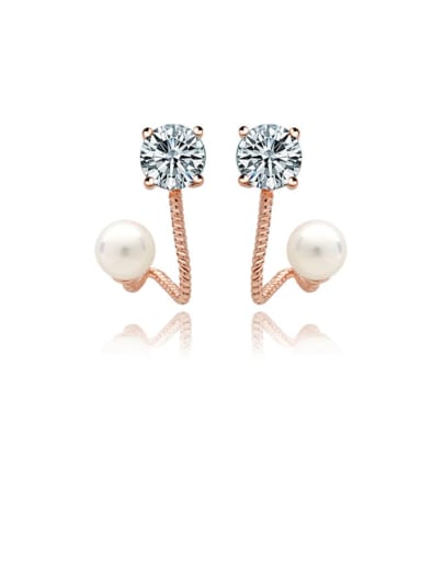 Copper Imitation Pearl Geometric Minimalist Stud Earring