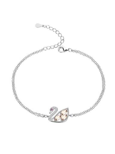 925 Sterling Silver Austrian Crystal Swan Classic Bracelet