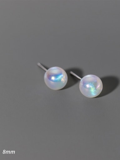 S925 Silver 8mm 925 Sterling Silver Imitation Pearl Round Minimalist Stud Earring