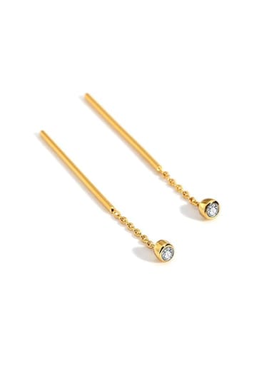 Brass Rhinestone Tassel Minimalist Threader Earring