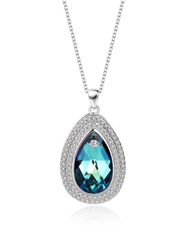 925 Sterling Silver Austrian Crystal Water Drop Classic Necklace