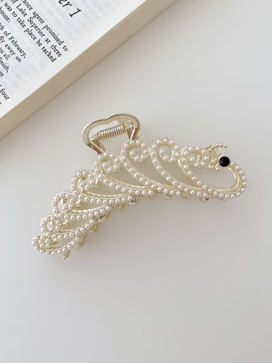 Alloy Imitation Pearl Trend  Peacock Jaw Hair Claw