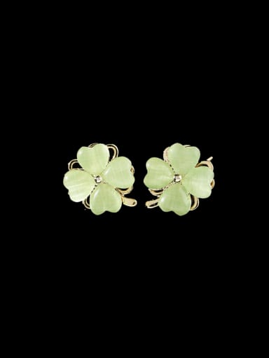 Brass Cubic Zirconia Clover Minimalist Earring