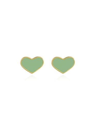 925 Sterling Silver Enamel Heart Minimalist Stud Earring