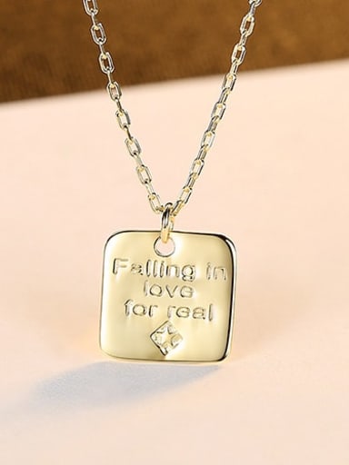 18K gold 14h04 925 Sterling Silver Letter  Geometric Minimalist  pendant  necklace