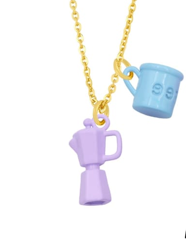 A (light blue light purple) Brass Enamel Irregular Vintage Necklace