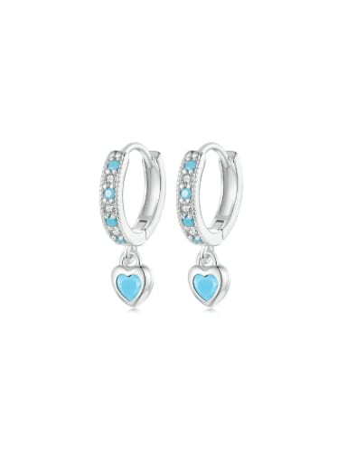 925 Sterling Silver Turquoise Heart Dainty Huggie Earring