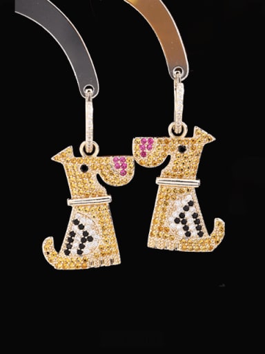 Brass Cubic Zirconia Icon Dog Trend Cluster Earring