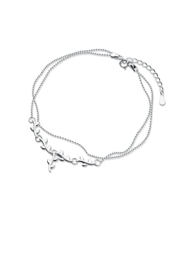 925 Sterling Silver  Irregular Minimalist Double layer  Anklet