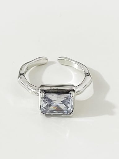 Diamond ring j1634 925 Sterling Silver Glass Stone Geometric Vintage Band Ring