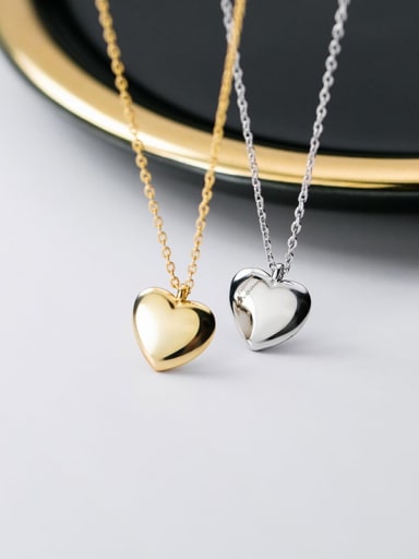 925 Sterling Silver  Minimalist  Smooth Heart Pendant Necklace