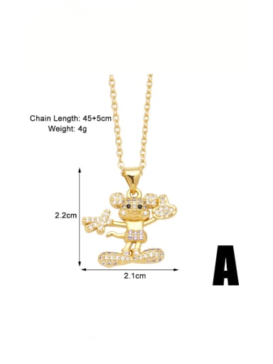 Brass Cubic Zirconia Mouse Cute Necklace
