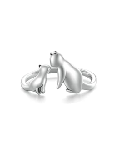 custom 925 Sterling Silver Icon Cat Cute Band Ring