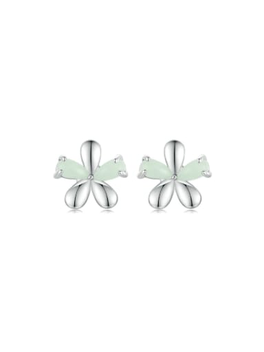 925 Sterling Silver Cubic Zirconia Flower Dainty Stud Earring