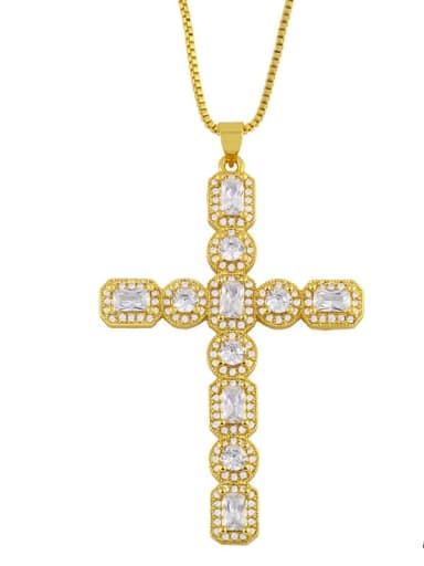 A Brass Cubic Zirconia Cross Minimalist Regligious Necklace