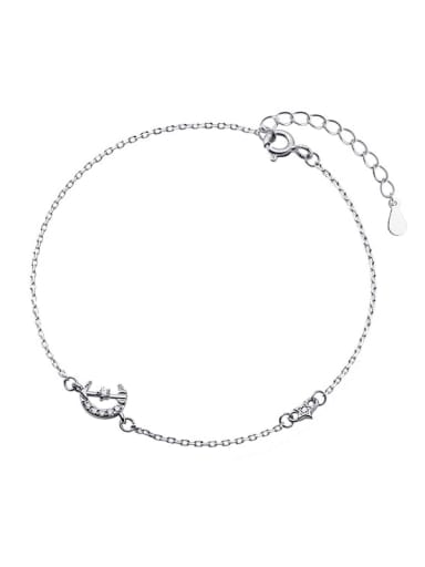 925 Sterling Silver Enamel Moon Minimalist Link Bracelet