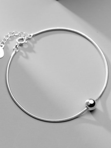 925 sterling silver smooth round ball minimalist link bracelet