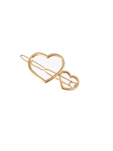 golden Alloy Minimalist Hollow Heart  Hair Pin