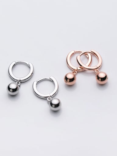925 Sterling Silver Bead Round Minimalist Huggie Earring