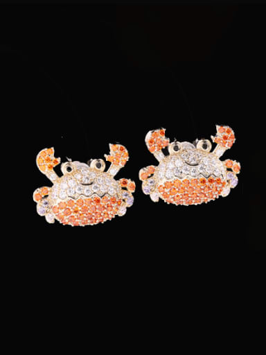 custom Brass Cubic Zirconia Crab Cute Stud Earring